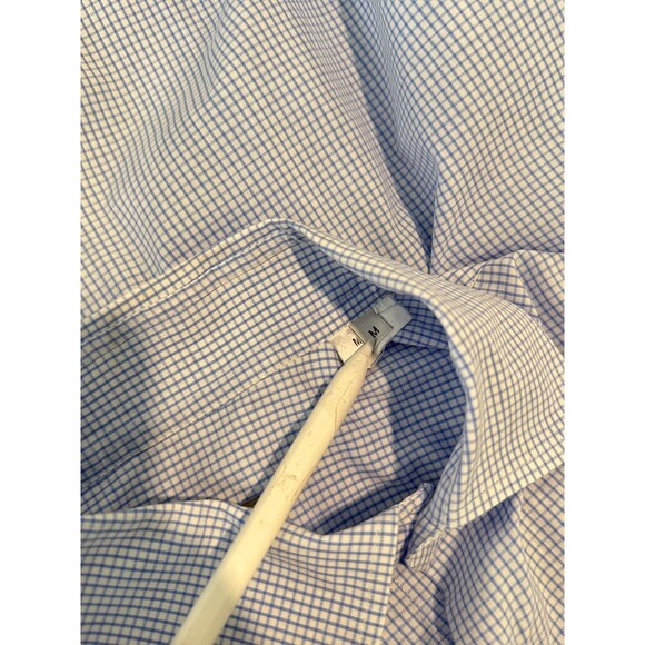Ordean Mens Button Up Shirt Blue Plaid Oxford Long Sleeve Preppy Designer Medium - Picture 7 of 9